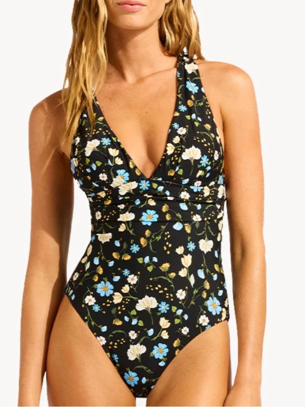 Seafolly Modern Romance Cross Back One Piece Swimsuit Women’s Size 4 US Floral